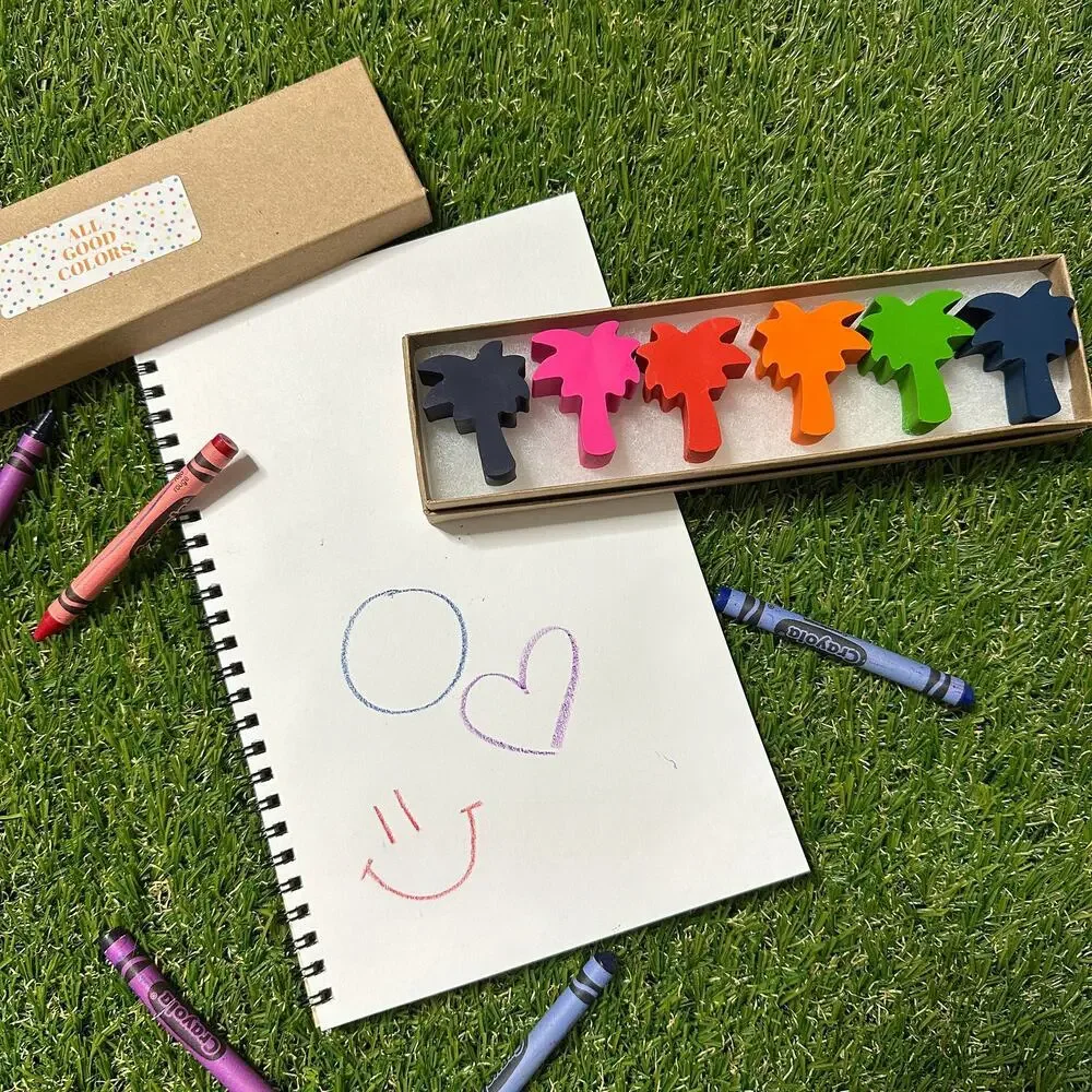 2/$30 Palm Tree Crayons (6), Kids Boys Girls, Tropical Hawaiian Beach B-day Gift
